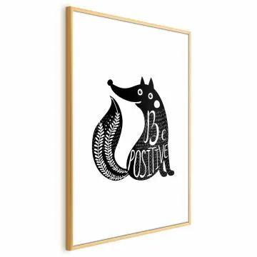 Plakat Be positive 21x30 cm z ramą złotą z marginesem