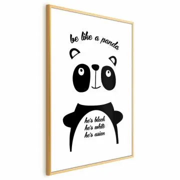 Plakat Panda 40x60 cm z ramą złotą z marginesem