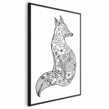 Plakat Lis w kwiaty 29,7x42 cm z ramą czarną bez marginesu