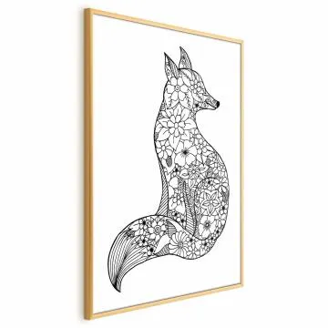 Plakat Lis w kwiaty 29,7x42 cm z ramą złotą bez marginesu