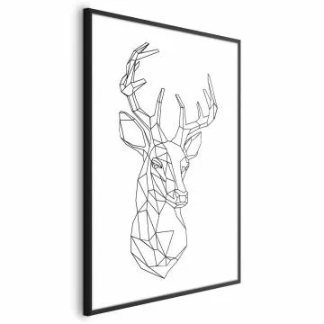 Plakat Geometryczny jeleń 29,7x42 cm z ramą czarną bez marginesu