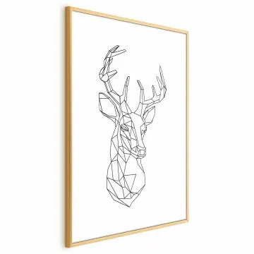 Plakat Geometryczny jeleń 29,7x42 cm z ramą złotą z marginesem