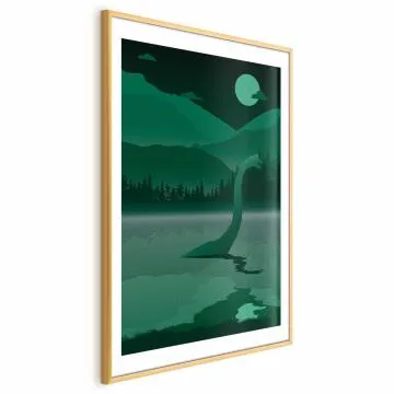 Plakat Loch Ness 60x90 cm z ramą złotą z marginesem
