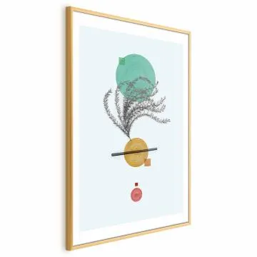 Plakat Roślinna kompozycja 60x90 cm z ramą złotą z marginesem