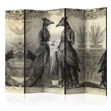 Parawan akustyczny Ludzie 225x172 cm 5-częściowy beżowy