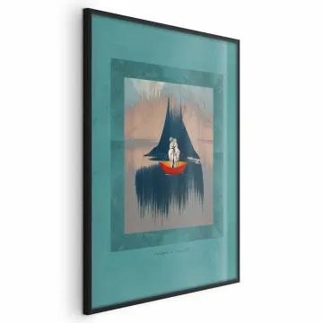 Plakat Para na łodzi 40x60 cm z ramą czarną bez marginesu