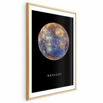 Plakat Merkury 29,7x42 cm z ramą złotą z marginesem