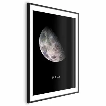 Plakat Księżyc 29,7x42 cm z ramą czarną z marginesem