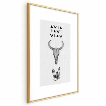 Plakat Zwierzęca czaszka 21x30 cm z ramą złotą z marginesem