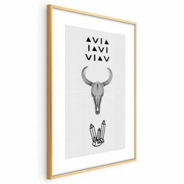 Plakat Zwierzęca czaszka 21x30 cm z ramą złotą bez marginesu