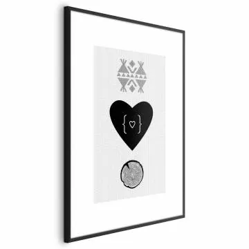 Plakat Serce i pień 21x30 cm z ramą czarną z marginesem