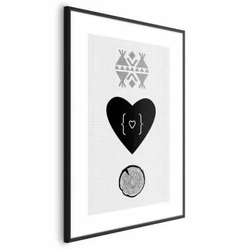 Plakat Serce i pień 40x60 cm z ramą czarną bez marginesu