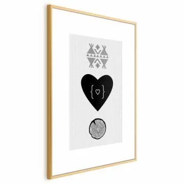 Plakat Serce i pień 21x30 cm z ramą złotą z marginesem