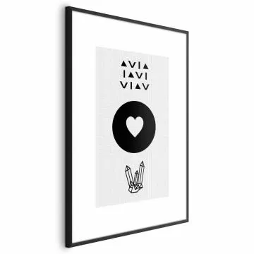 Plakat Serce i kryształty 40x60 cm z ramą czarną z marginesem