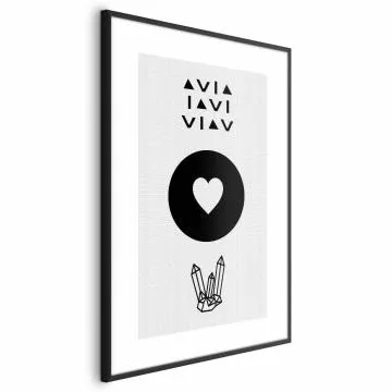 Plakat Serce i kryształty 29,7x42 cm z ramą czarną bez marginesu