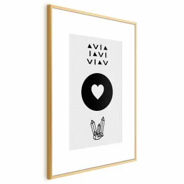 Plakat Serce i kryształty 29,7x42 cm z ramą złotą z marginesem