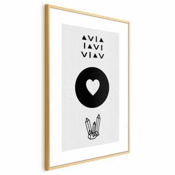 Plakat Serce i kryształty 21x30 cm z ramą złotą bez marginesu