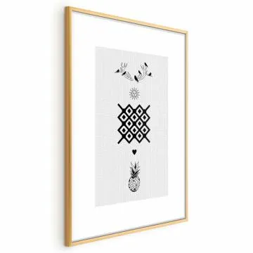 Plakat Szczęście 29,7x42 cm z ramą złotą z marginesem