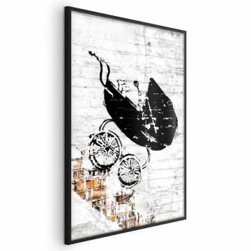 Plakat Pędzący wózek 29,7x42 cm z ramą czarną bez marginesu