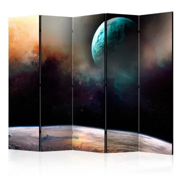 Parawan jednostronny Pejzaże 225x172 cm 5-częściowy beżowy