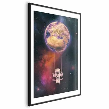 Plakat Kosmiczna huśtawka 60x90 cm z ramą czarną z marginesem