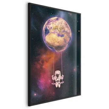 Plakat Kosmiczna huśtawka 40x60 cm z ramą czarną bez marginesu