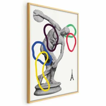 Plakat Rzut dyskiem 40x60 cm z ramą złotą bez marginesu