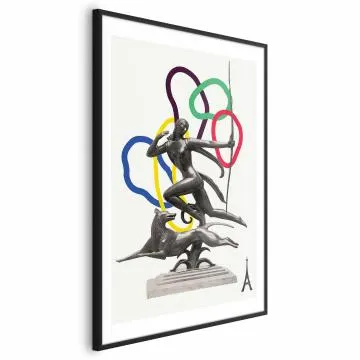 Plakat Strzelająca kobieta 40x60 cm z ramą czarną z marginesem