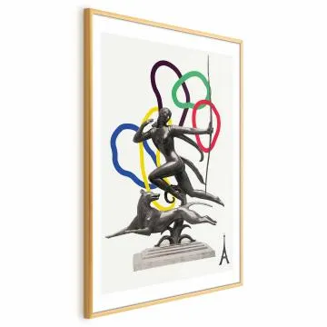 Plakat Strzelająca kobieta 40x60 cm z ramą złotą z marginesem