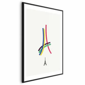 Plakat Abstrakcyjna Wieża Eiffla 21x30 cm z ramą czarną z marginesem