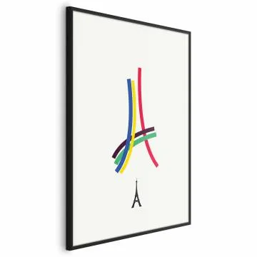 Plakat Abstrakcyjna Wieża Eiffla 21x30 cm z ramą czarną bez marginesu