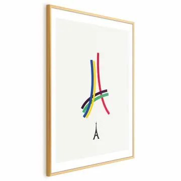 Plakat Abstrakcyjna Wieża Eiffla 21x30 cm z ramą złotą z marginesem