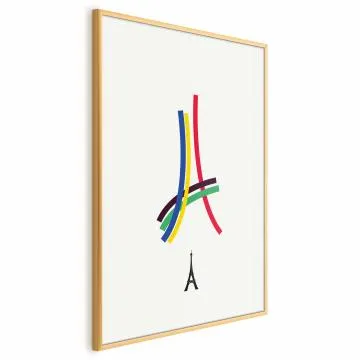 Plakat Abstrakcyjna Wieża Eiffla 21x30 cm z ramą złotą bez marginesu