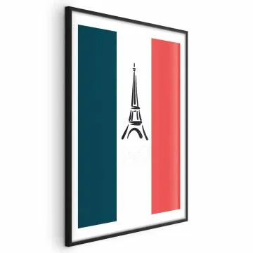 Plakat Symbole Francji 29,7x42 cm z ramą czarną z marginesem