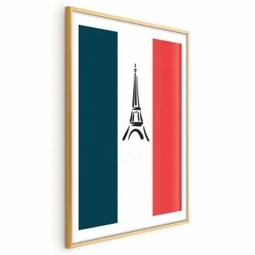 Plakat Symbole Francji 29,7x42 cm z ramą złotą z marginesem