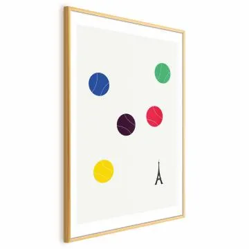 Plakat Wieża Eiffla i tenis 21x30 cm z ramą złotą z marginesem