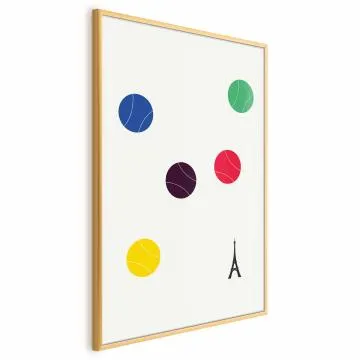 Plakat Wieża Eiffla i tenis 21x30 cm z ramą złotą bez marginesu