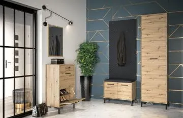 Szafka na buty z siedziskiem NIKOLA 70 dąb artisan/czarna