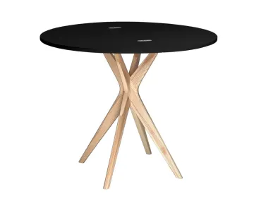 Stół półokrągły CUTTI 100x100 rozkładany czarny/jesion