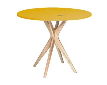 Stół półokrągły CUTTI 100x100 rozkładany żółty/jesion