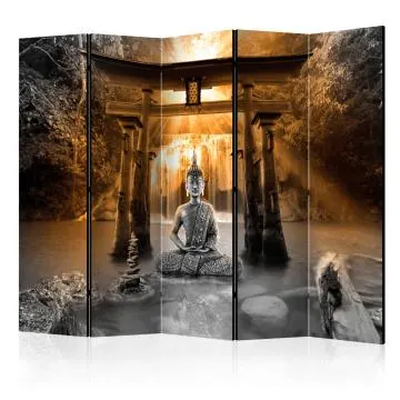 Parawan jednostronny Orient 225x172 cm 5-częściowy brązowy