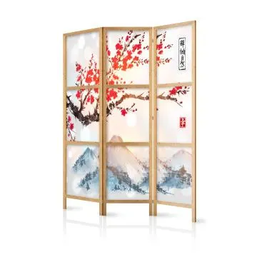 Parawan japoński Orient 135x172 cm 3-częściowy biały