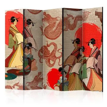 Parawan jednostronny Orient 225x172 cm 5-częściowy beżowy