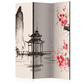 Parawan dwustronny Orient 135x172 cm 3-częściowy beżowy