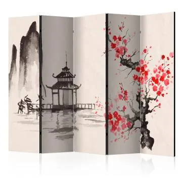 Parawan jednostronny Orient 225x172 cm 5-częściowy beżowy