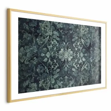 Plakat Ornamenty dywanowe 60x40 cm z ramą złotą z marginesem