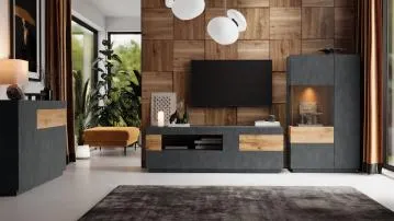 Komoda SILKE 3D1S 150cm matera/dąb wotan