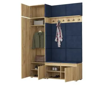 Garderoba z siedziskiem do przedpokoju SINGAPUR 154 dąb craft/granatowy
