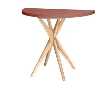 Stół półokrągły CUTTI 90x90 rozkładany koralowy/jesion