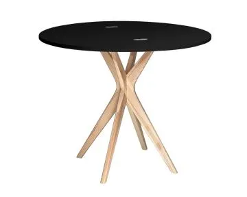 Stół półokrągły CUTTI 90x90 rozkładany czarny/jesion